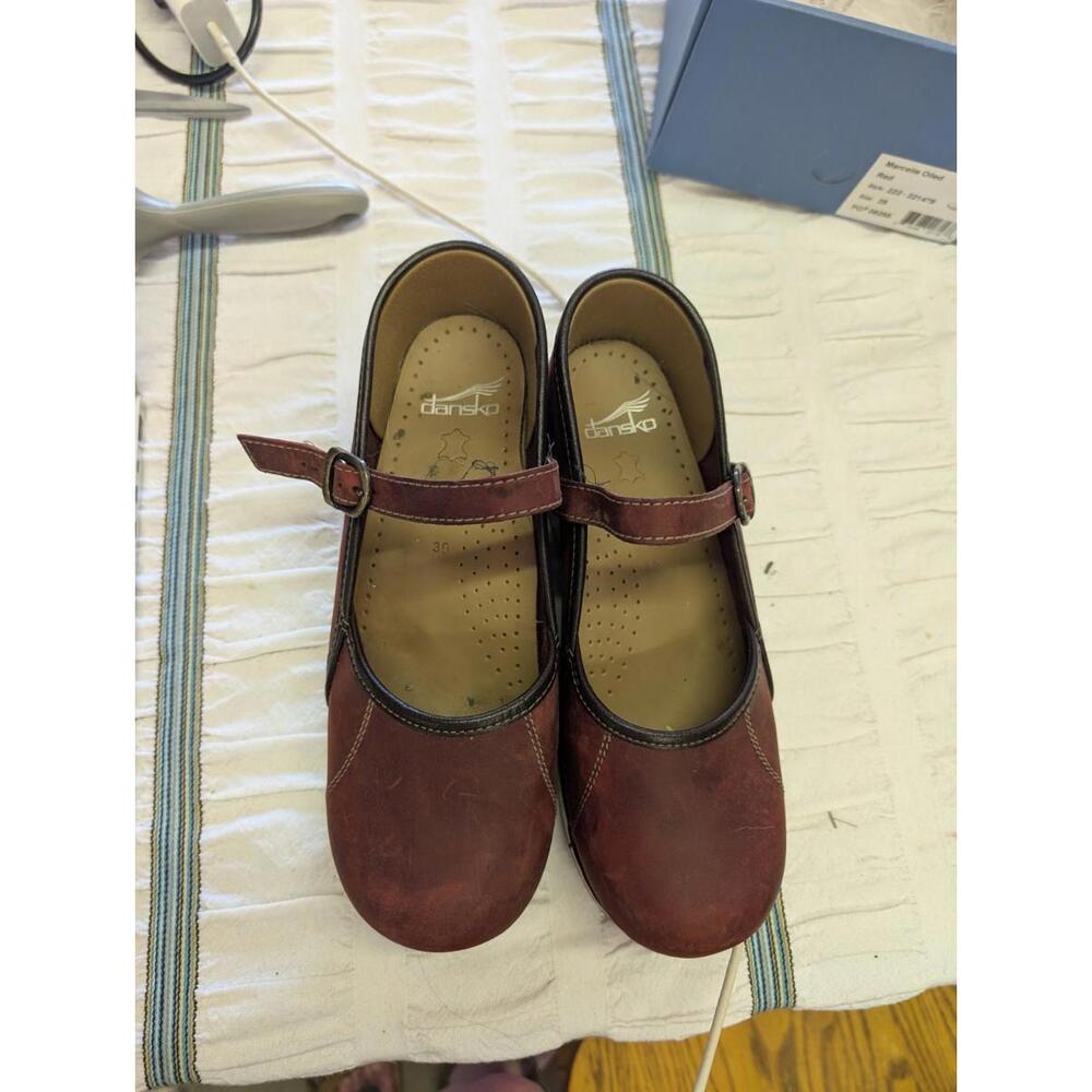Dansko Marcelle Women's Red Leather Clogs Mary Jane Style, Size 8.5/39